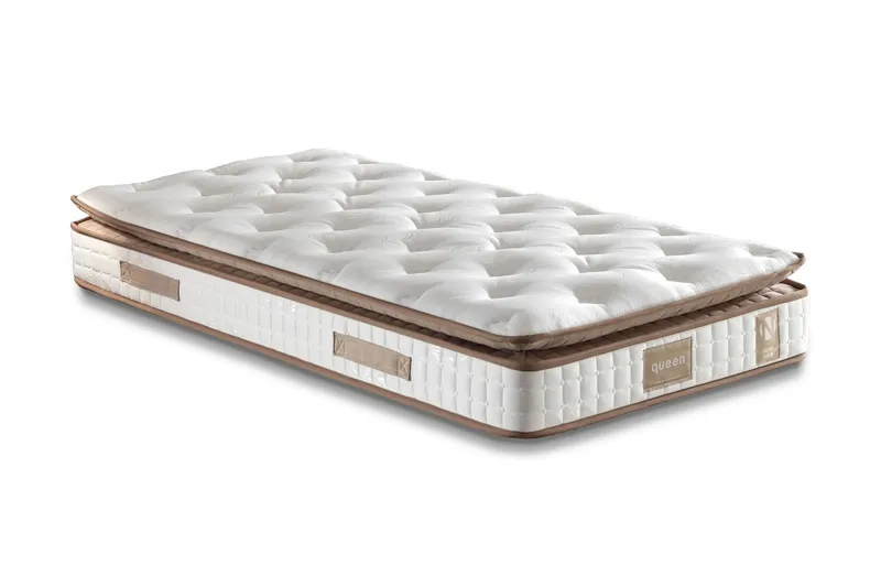 Resårmadrass 100x200 cm, Vit/Brun