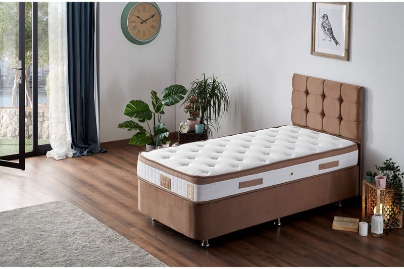 Resårmadrass 100x200 cm - Vit/Brun - Möbler - Säng - Madrasser - Resårmadrass & resårbotten