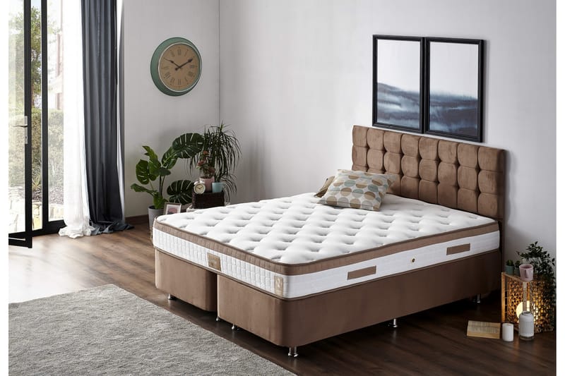 Resårmadrass 140x190 cm - Vit/Brun - Möbler - Säng - Madrasser - Resårmadrass & resårbotten