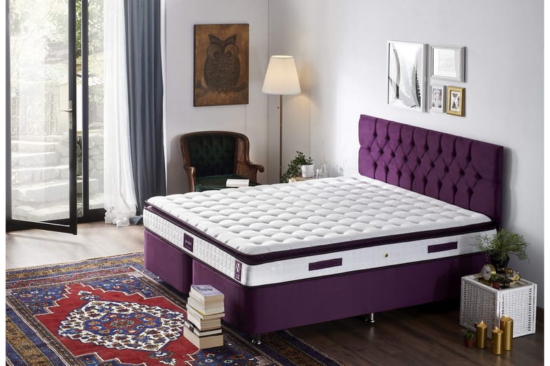 Resårmadrass 140x190 cm - Vit/Lila - Möbler - Säng - Madrasser - Resårmadrass & resårbotten