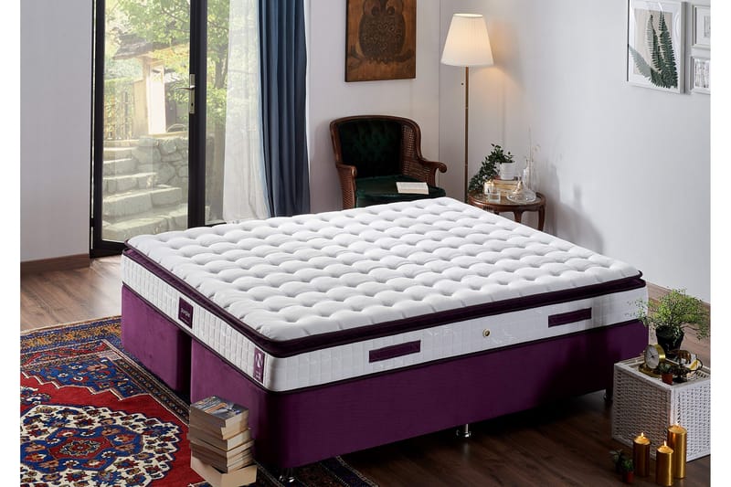 Resårmadrass 140x190 cm - Vit/Lila - Möbler - Säng - Madrasser - Resårmadrass & resårbotten