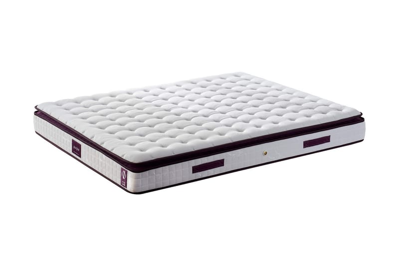 Resårmadrass 160x200 cm, Vit/Lila