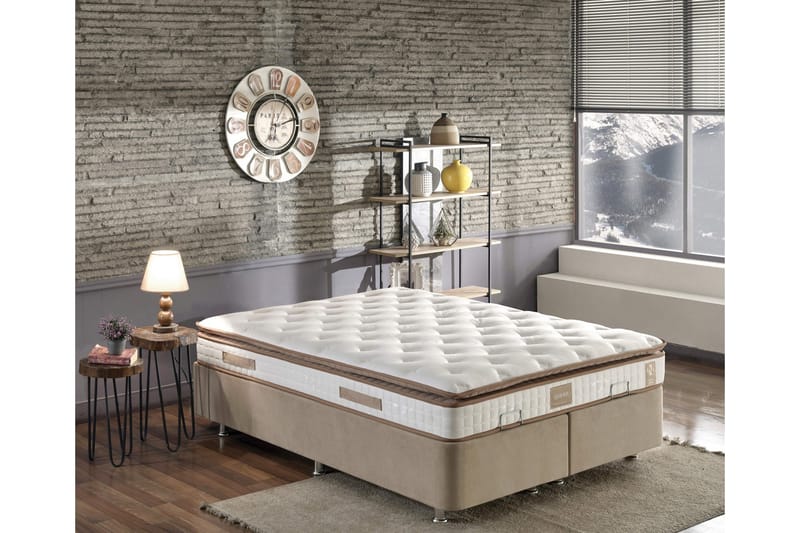 Resårmadrass 180x200 cm, Vit/Brun