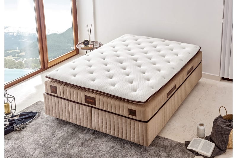 Resårmadrass 200x200 cm - Vit/Brun - Möbler - Säng - Madrasser - Resårmadrass & resårbotten