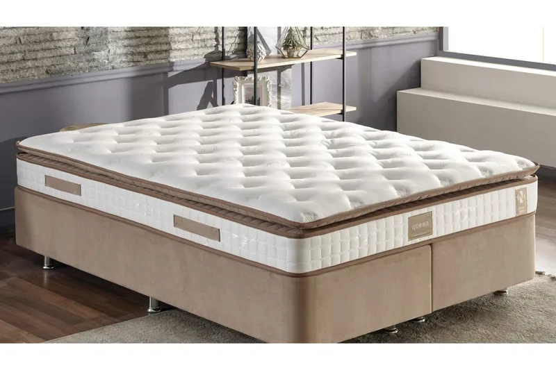 Resårmadrass 200x200 cm - Vit/Brun - Möbler - Säng - Madrasser - Resårmadrass & resårbotten