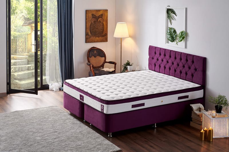 Resårmadrass 200x200 cm - Vit/Lila - Möbler - Säng - Madrasser - Resårmadrass & resårbotten