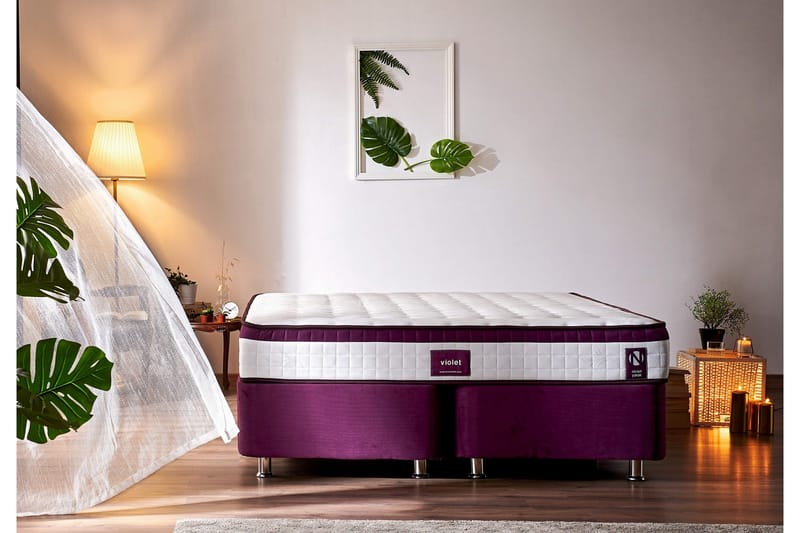 Resårmadrass 200x200 cm - Vit/Lila - Möbler - Säng - Madrasser - Resårmadrass & resårbotten