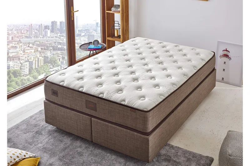 Resårmadrass 90x190 cm, Vit/Beige