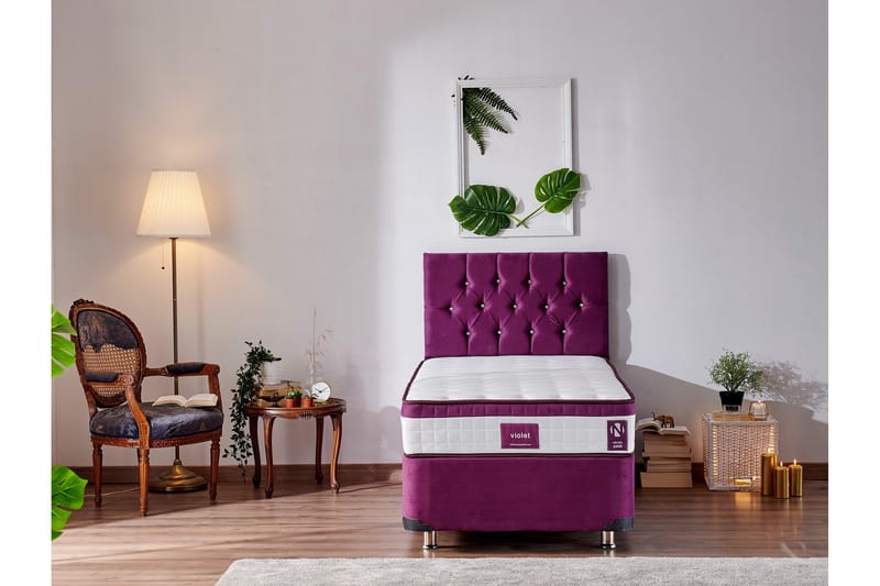 Resårmadrass 90x190 cm - Vit/Lila - Möbler - Säng - Madrasser - Resårmadrass & resårbotten