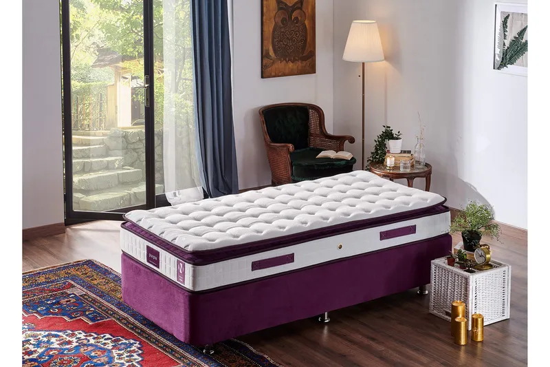 Resårmadrass 90x190 cm - Vit/Lila - Möbler - Säng - Madrasser - Resårmadrass & resårbotten