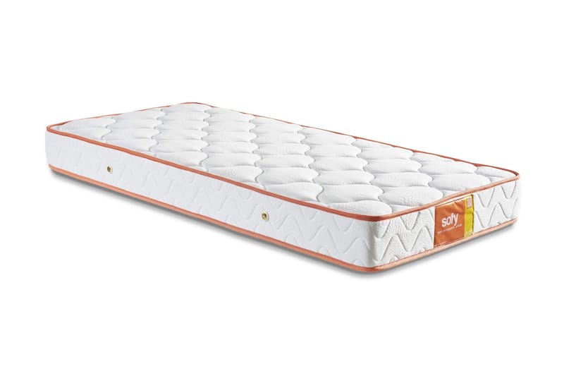 Resårmadrass 90x190 cm, Vit/Orange