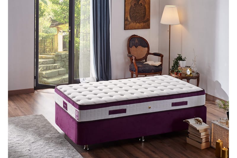Resårmadrass 90x200 cm - Vit/Lila - Möbler - Säng - Madrasser - Resårmadrass & resårbotten