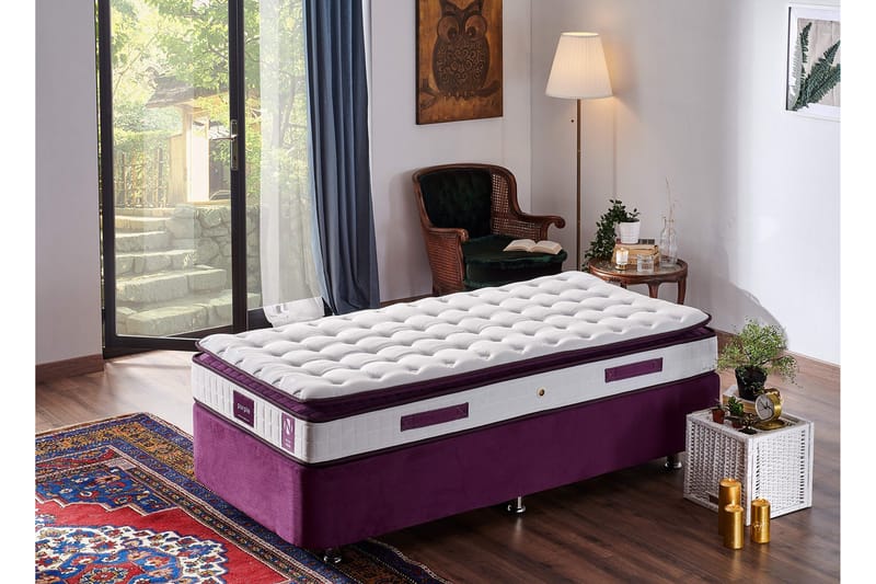 Resårmadrass 90x200 cm - Vit/Lila - Möbler - Säng - Madrasser - Resårmadrass & resårbotten