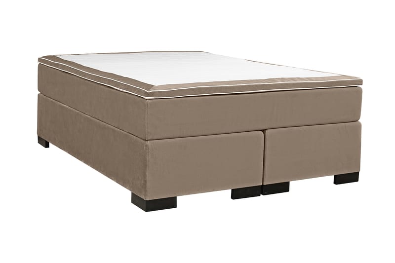 Malta Komplett Sängpaket – Kontinentalsäng 160x200 cm i Tyg med Sänggavel + Bäddmadrass - Taupe - Möbler - Säng - Komplett sängpaket