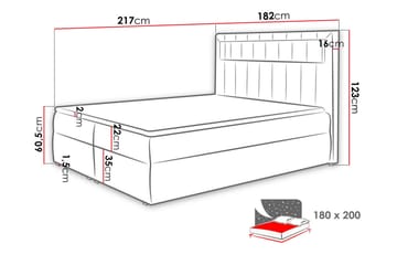 Masone Sängpaket Kontinentalsäng 180x200 cm - Röd - Möbler - Säng - Komplett sängpaket