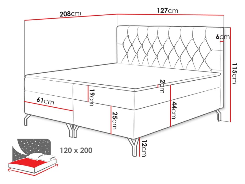 Mavik Sängpaket Kontinentalsäng med förvaring 120x200 cm - Mörkbrun - Möbler - Säng - Kontinentalsäng