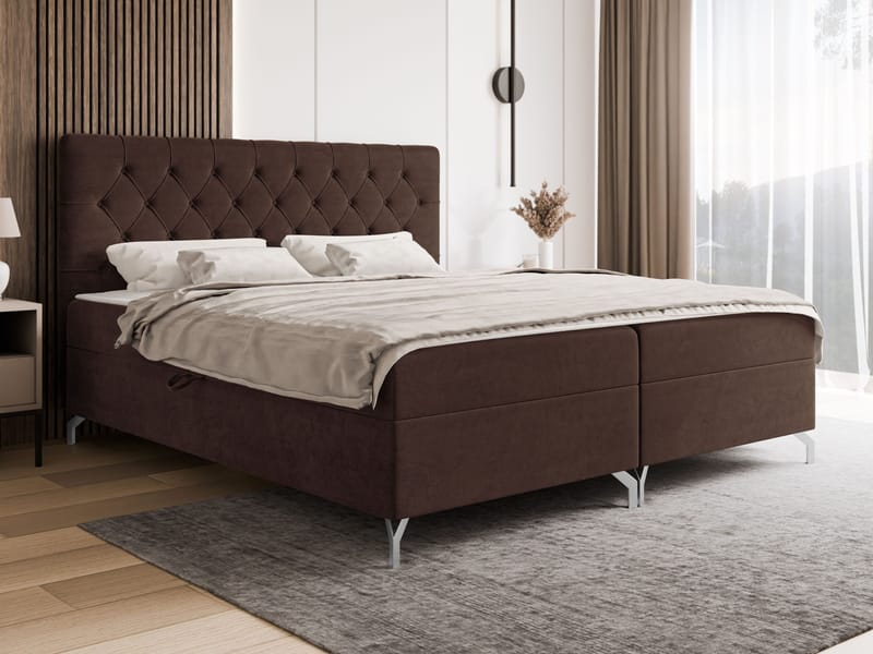Mavik Sängpaket Kontinentalsäng med förvaring 120x200 cm - Mörkbrun - Möbler - Säng - Kontinentalsäng