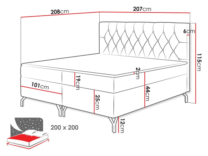 Mavik Sängpaket Kontinentalsäng med förvaring 200x200 cm - grön - Möbler - Säng - Kontinentalsäng