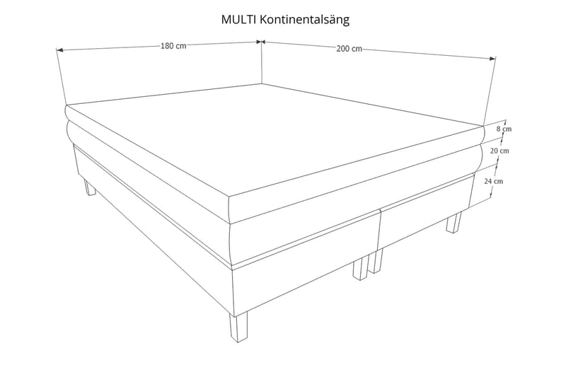 Mei Kontinentalsäng 180x200 cm - Ljusgrå - Möbler - Säng - Kontinentalsäng