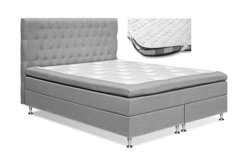 Meja Komplett Sängpaket 160x200 cm Dubbelsäng med sänggavel + Madrasskydd - Grå - Möbler - Säng - Komplett sängpaket