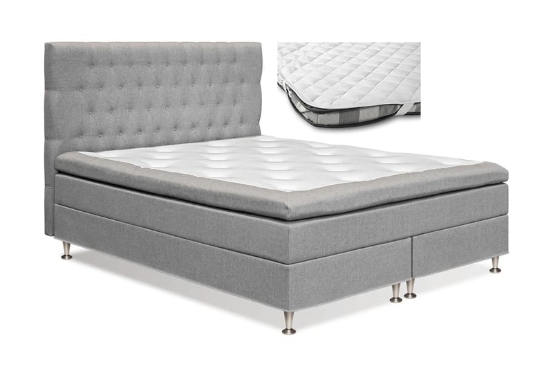 Meja Komplett Sängpaket 180x200 cm Dubbelsäng med sänggavel + Madrasskydd - Grå - Möbler - Säng - Komplett sängpaket