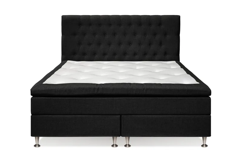 Meja Sängpaket – Kontinentalsäng 180x200 cm med Sänggavel + Bäddmadrass med Fasthetsgrad Fast, Svart