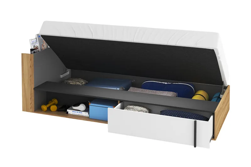 Metropolitan Sängram 90x200 cm - Brun/Vit/Ljusgrå/Svart - Möbler - Säng - Sängram & sängstomme