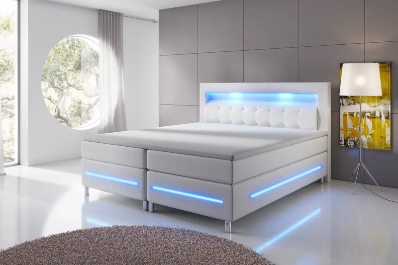 Modena Lyx Sängpaket 140x200 LED-belysning, Vit