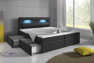 Modena Sängpaket 140x200 medFörvaring LED-belysning - Svart - Möbler - Säng - Sängar med förvaring