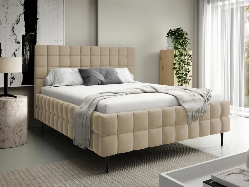 Morke Sängram med förvaring 140x200 cm - beige - Möbler - Säng - Sängram & sängstomme
