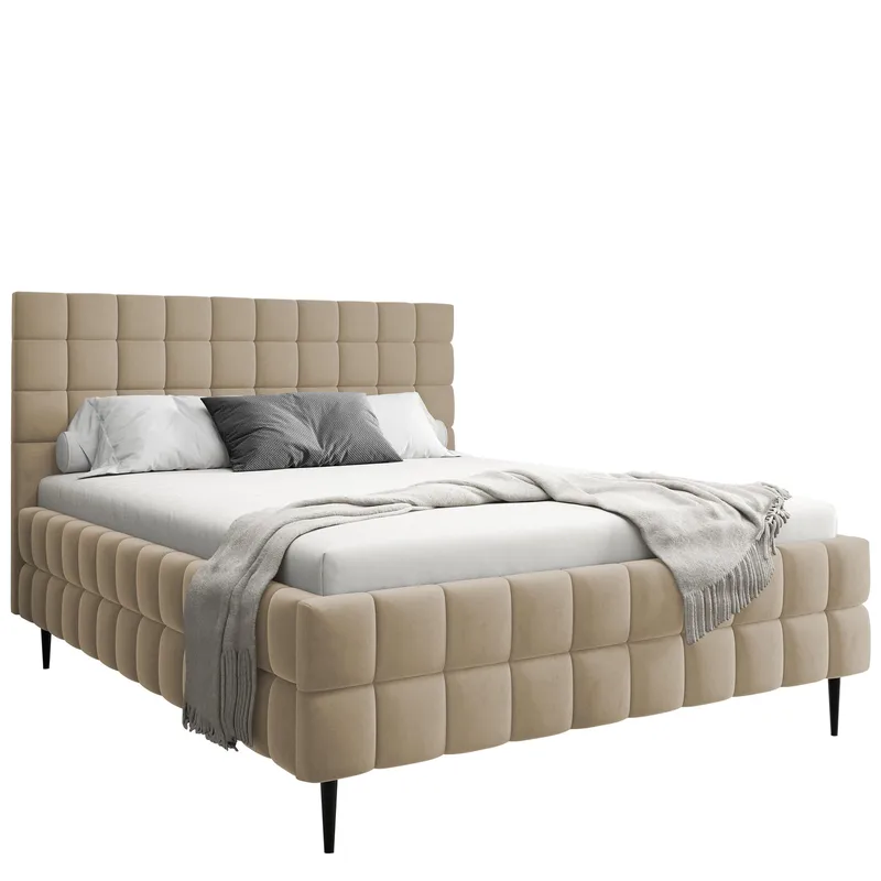Morke Sängram med förvaring 140x200 cm, beige