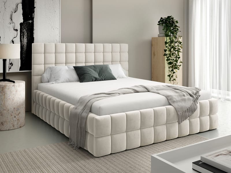 Morke Sängram med förvaring 160x200 cm - beige - Möbler - Säng - Sängram & sängstomme
