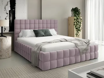 Morke Sängram med Förvaring 180x200 cm i Sammet med Träunderrede - Rosa - Möbler - Säng - Sängram & sängstomme
