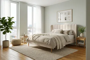 Nattljus Sängram 160x200 cm med välvd sänggavel - Beige - Möbler - Säng - Sängram & sängstomme