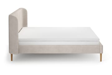 Nattljus Sängram 180x200 cm Ek med HVILA Skummadrass och Bäddmadrass i Memoryskum med Tvättbar klädsel - Beige - Möbler - Säng - Sängram & sängstomme