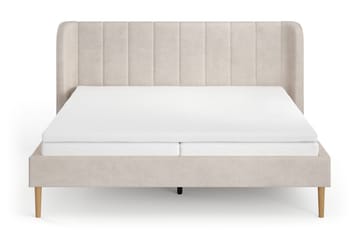 Nattljus Sängram 180x200 cm Ek med HVILA Skummadrass och Bäddmadrass i Memoryskum med Tvättbar klädsel - Beige - Möbler - Säng - Sängram & sängstomme
