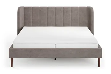 Nattljus Sängram 180x200 cm Valnöt med HVILA Resårmadrass och Bäddmadrass i Polyesterskum med Tvättbar klädsel - Brun - Möbler - Säng - Sängram & sängstomme