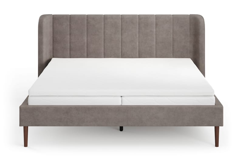 Nattljus Sängram 180x200 cm Valnöt med HVILA Resårmadrass och Bäddmadrass i Polyesterskum med Tvättbar klädsel - Brun - Möbler - Säng - Sängram & sängstomme