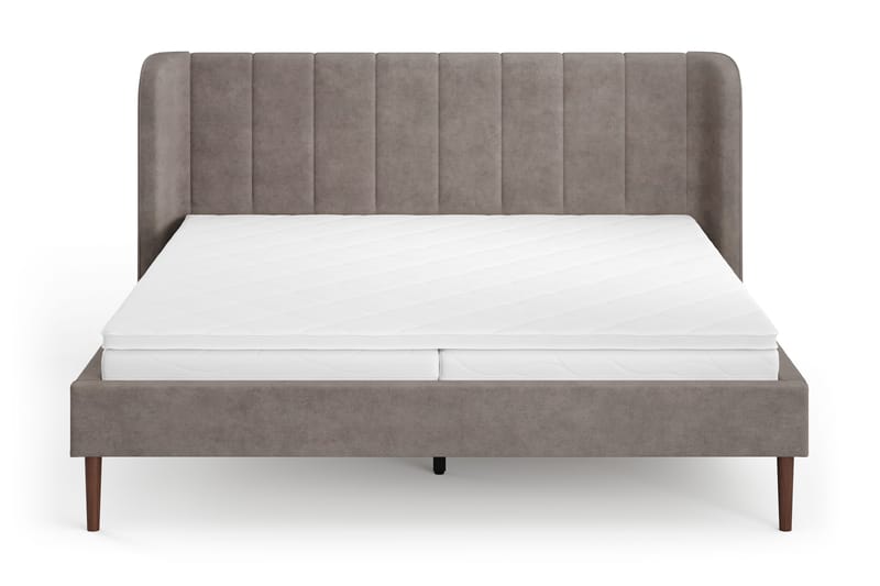 Nattljus Sängram 180x200 cm Valnöt med HVILA Skummadrass och Bäddmadrass Vändbar Sommar- & Vintersida med Tvättbar klädsel - Brun - Möbler - Säng - Sängram & sängstomme