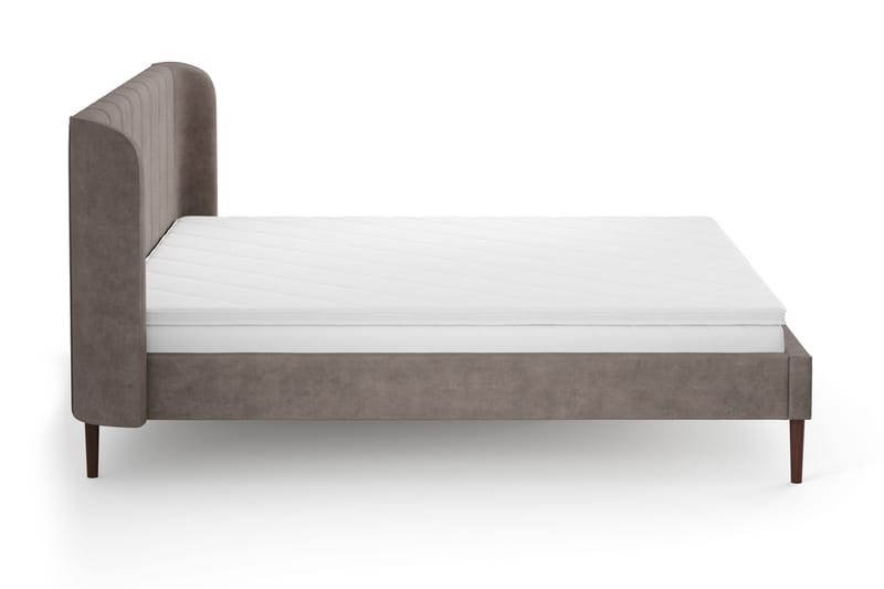 Nattljus Sängram 180x200 cm Valnöt med HVILA Skummadrass och Bäddmadrass Vändbar Sommar- & Vintersida med Tvättbar klädsel - Brun - Möbler - Säng - Sängram & sängstomme