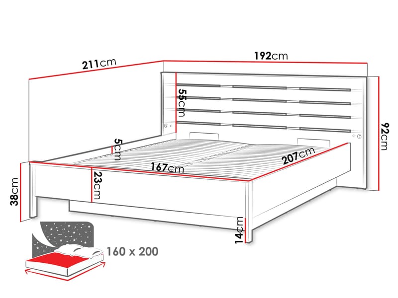 Navron Sängram 160x200 cm - Beige/Svart - Möbler - Säng - Sängram & sängstomme