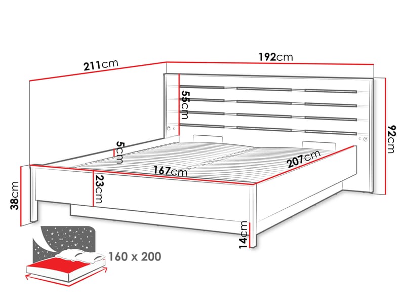 Navron Sängram 160x200 cm - Beige/Svart - Möbler - Säng - Sängram & sängstomme