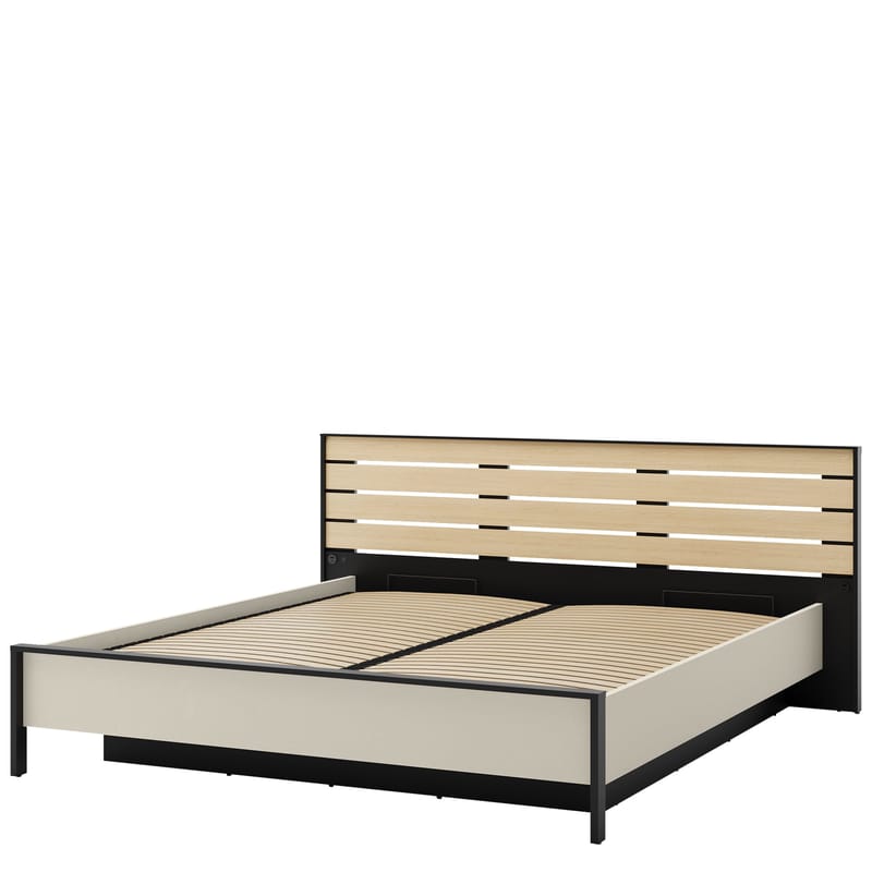 Navron Sängram 180x200 cm, Beige/Svart