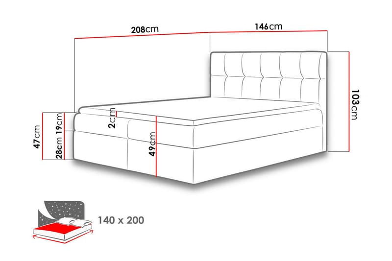 Neitisuanto Sängpaket Kontinentalsäng 140x200 cm - Beige - Möbler - Säng - Komplett sängpaket