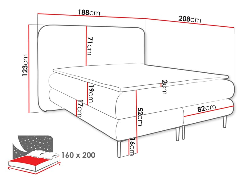 Neylinus Sängpaket Kontinentalsäng 160x200 cm - beige - Möbler - Säng - Komplett sängpaket