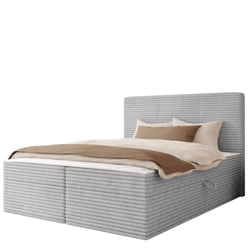 Neyrin Sängpaket Kontinentalsäng 140x200 cm med Förvaring, Ljusgrå