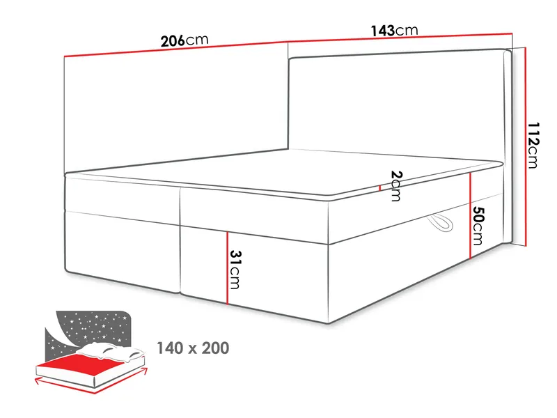 Neyrin Sängpaket Kontinentalsäng 140x200 cm med Förvaring - Ljusgrå - Möbler - Säng - Kontinentalsäng