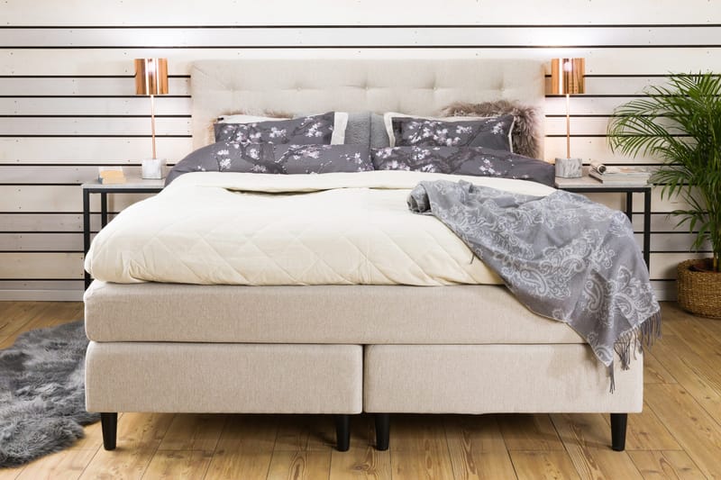 Nice Deluxe Komplett Sängpaket 160x200 - Beige - Möbler - Säng - Komplett sängpaket