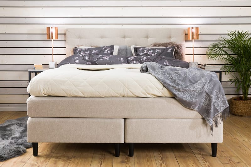 Nice Deluxe Komplett Sängpaket 160x200 - Beige - Möbler - Säng - Komplett sängpaket