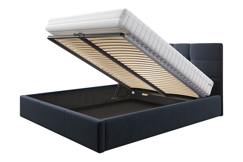 Nieres Förvaringssäng 140x200cm LED-belysning - Mörkblå - Möbler - Säng - Sängram & sängstomme